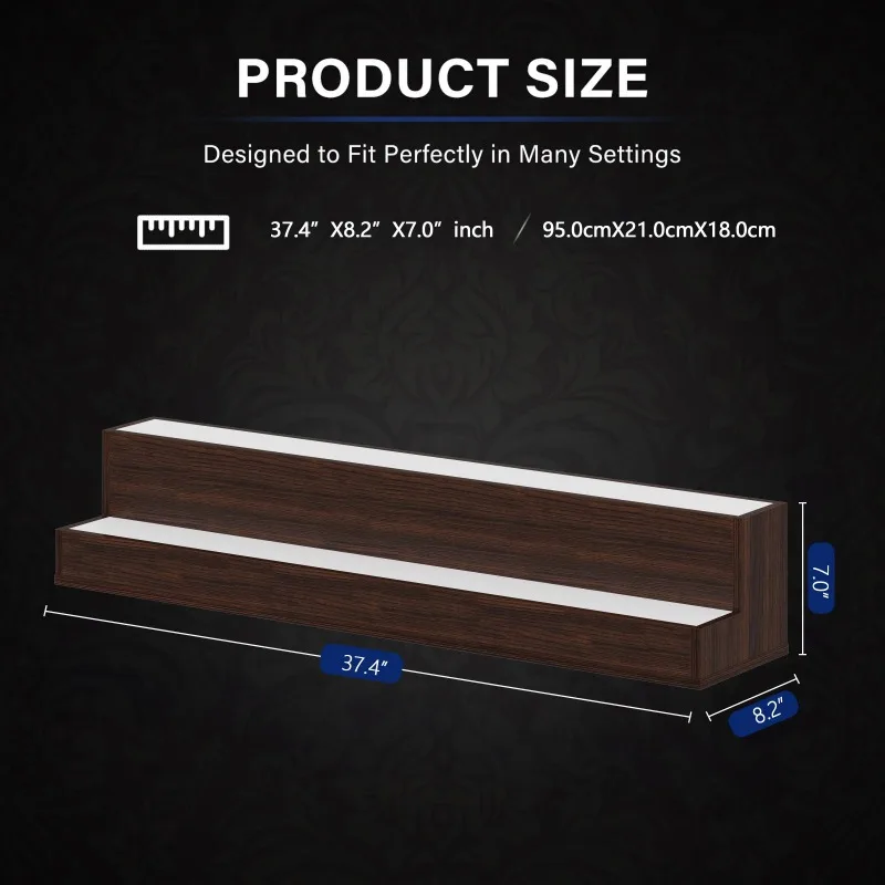 LED Lighted Liquor Bottle Display Shelf, 37 Inch Bar Display Shelf, DIY Illuminated Bottle Shelf with App & Remote Control, 2