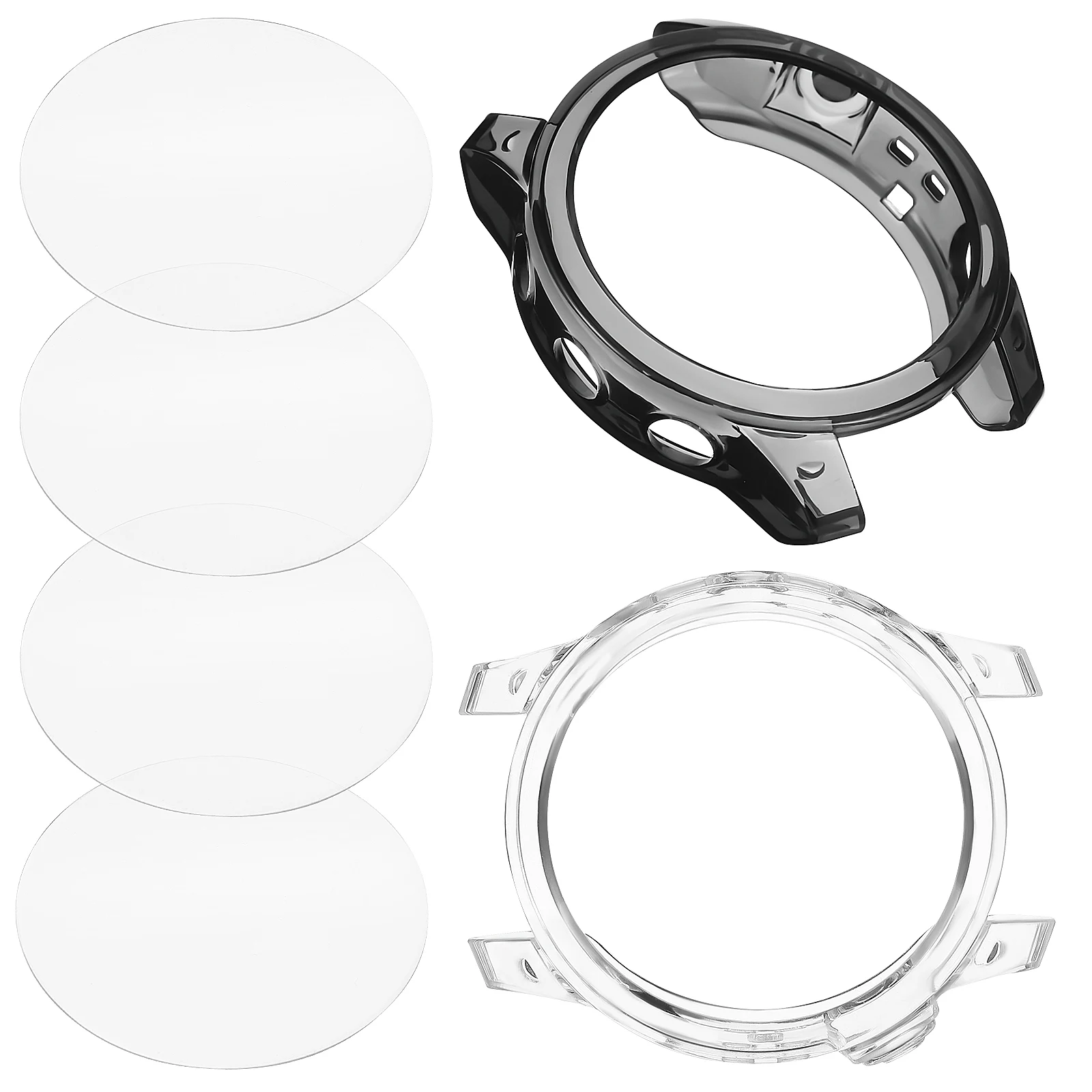 

2 Sets Watch Case Screen Protector Black Transparent Tempered Glass Full Compatible Fenix7