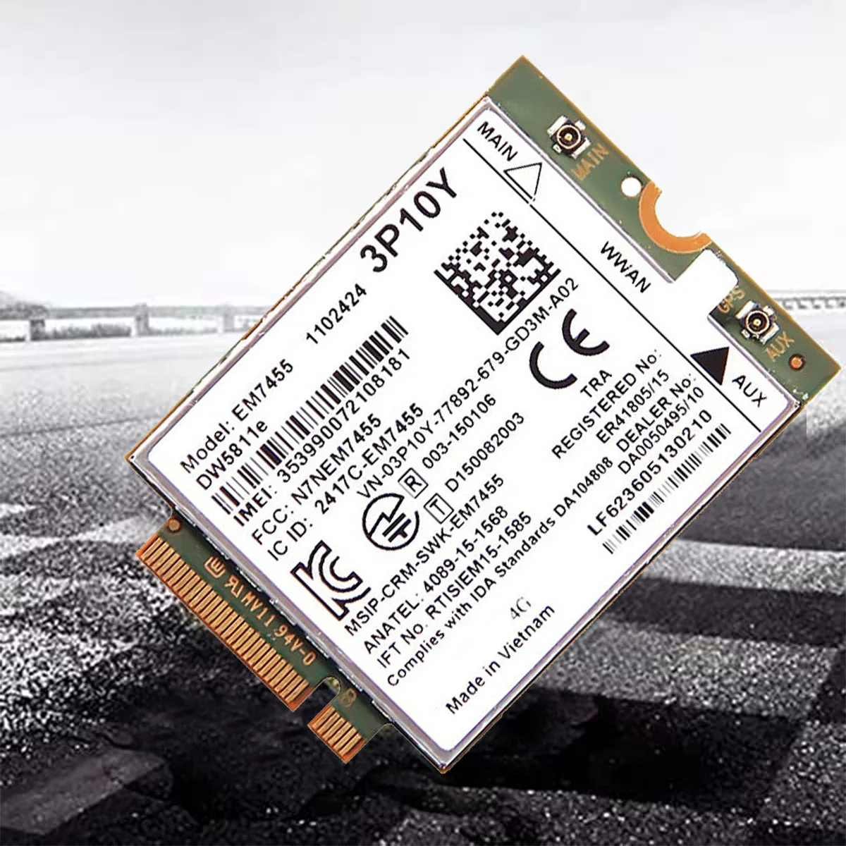 وحدة EM7455 DW5811E 4G فعالة + هوائي 3P10Y CAT6