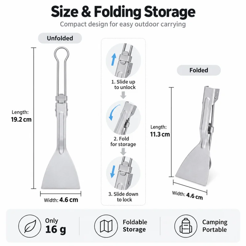 Pure Titanium Folding Spatula, - Camping Cooking Mesh 评论和价格