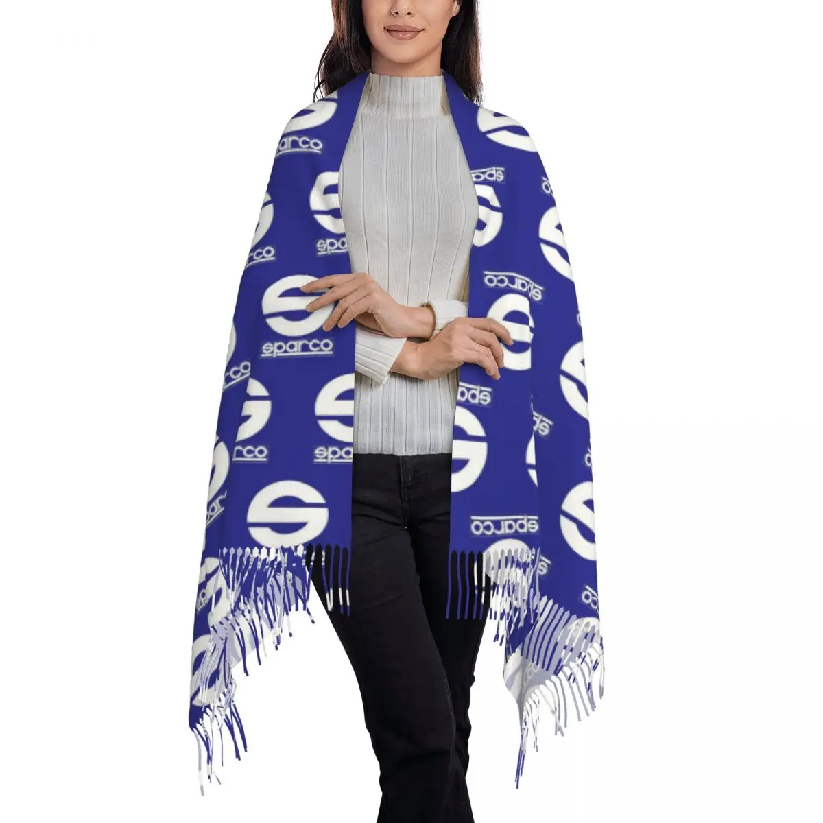 SPARCO Logo Car Racing Club Vintage (2) Scarf Tassel Scarves Women Soft Warm Shawls and Wraps Long Fall Winter Shawl Wrap