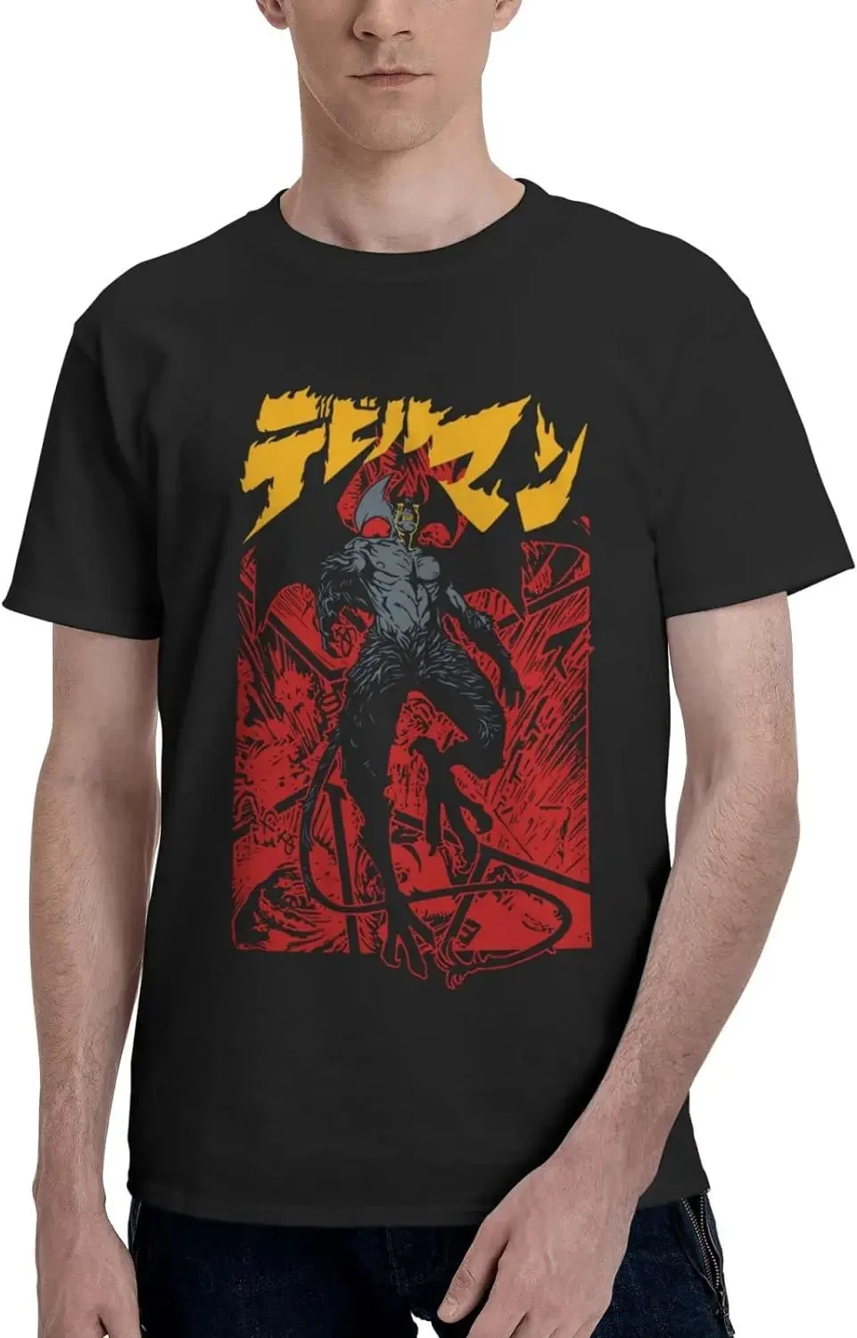 Anime Devilman Crybaby Amon T Shirt Mens Summer Cotton Tee Comfort Round Neck Short Sleeve Tee