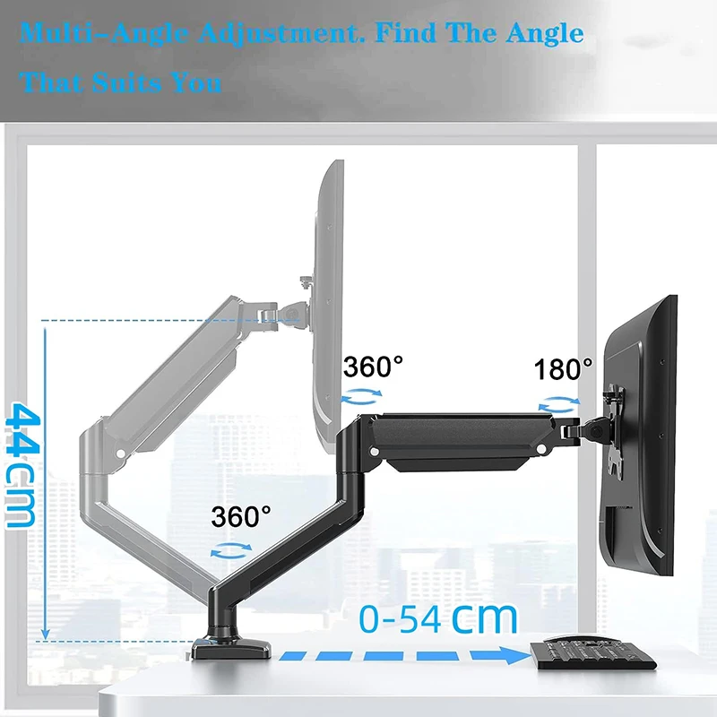 Imagem -04 - Air Press Mount Stand para Computador pc Suporte Ergonômico do Monitor Suporte da Mola a Gás Peso do Rolamento 10kg 17 a 32 Suporte do Monitor