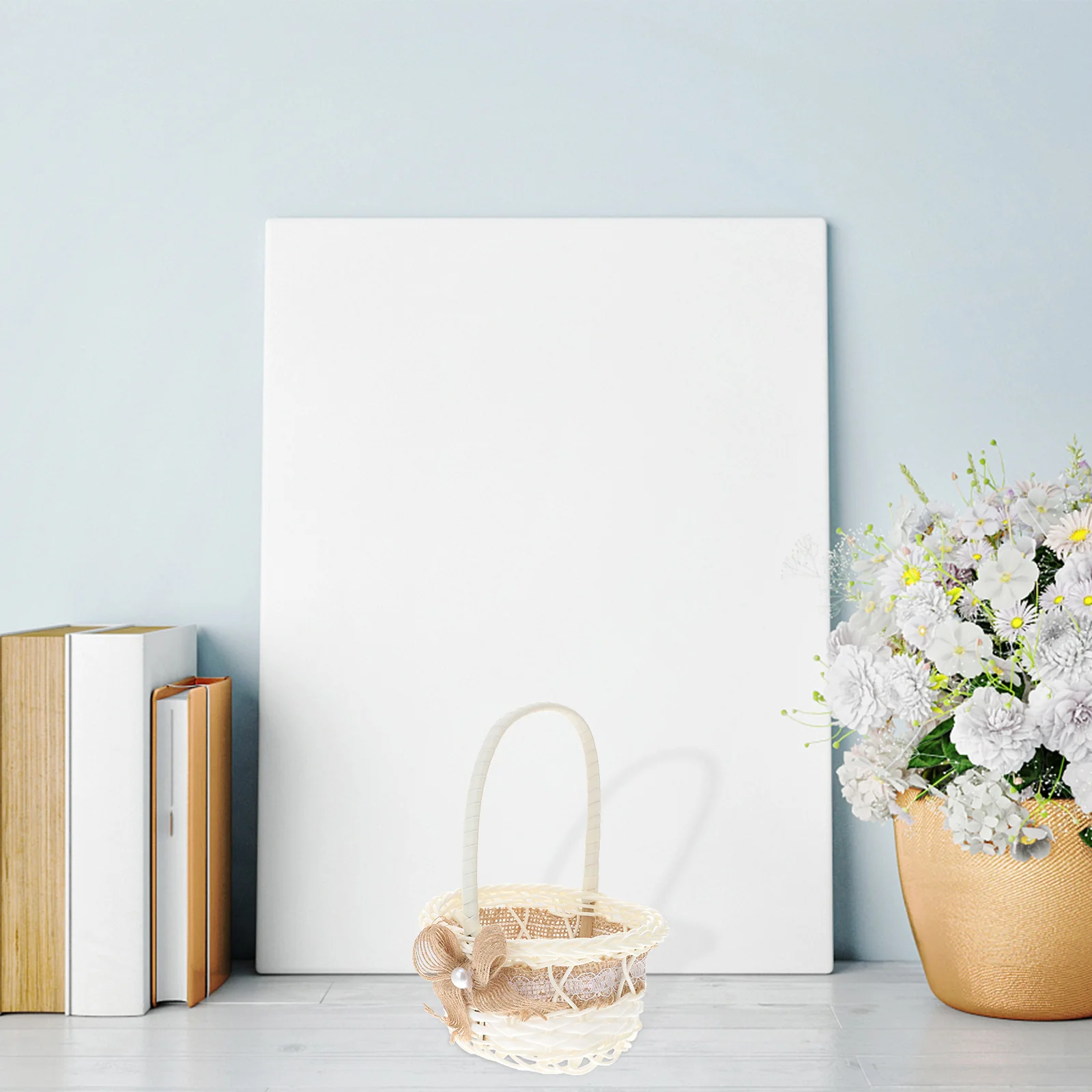 

1Set Mini Woven Baskets Natural Handmade Iron Floral Easter Decorations Home Desktop Ornaments Simple Storage