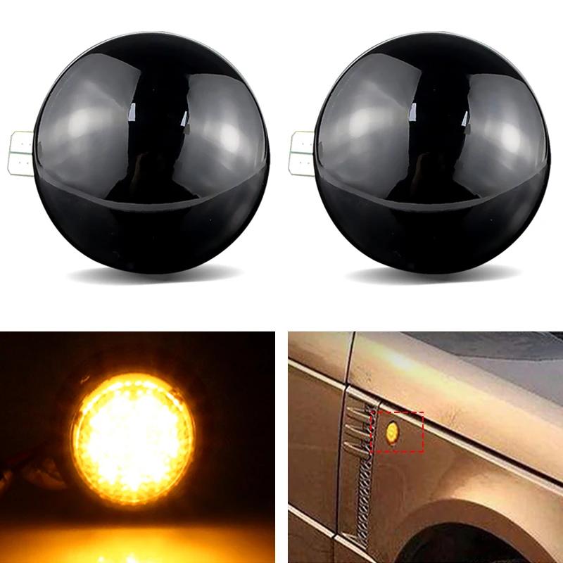 

2 шт. светодиодные дымчатые линзы, мигающие боковые габаритные фонари, сигнальные огни для Land Range Rover L322 2002-2012 OEM # : XGB500020 Автомобильные аксессуары