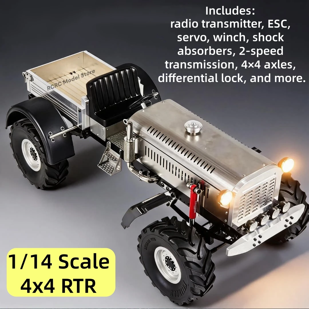 1/14 4x4 Full CNC Metal Remote Control Tractor RTR Ver. Come With Gearbox Transmitter ESC Servos With Differential Lock MD009