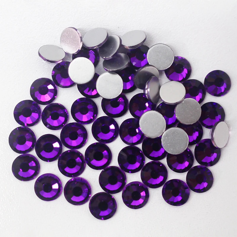 2058 SS16-SS20-SS30-SS50 Purple Velvet Cold Fixation Strass Nail Art Non Hotfix Crystals Flat Back Glass Rhinestones For Crafts