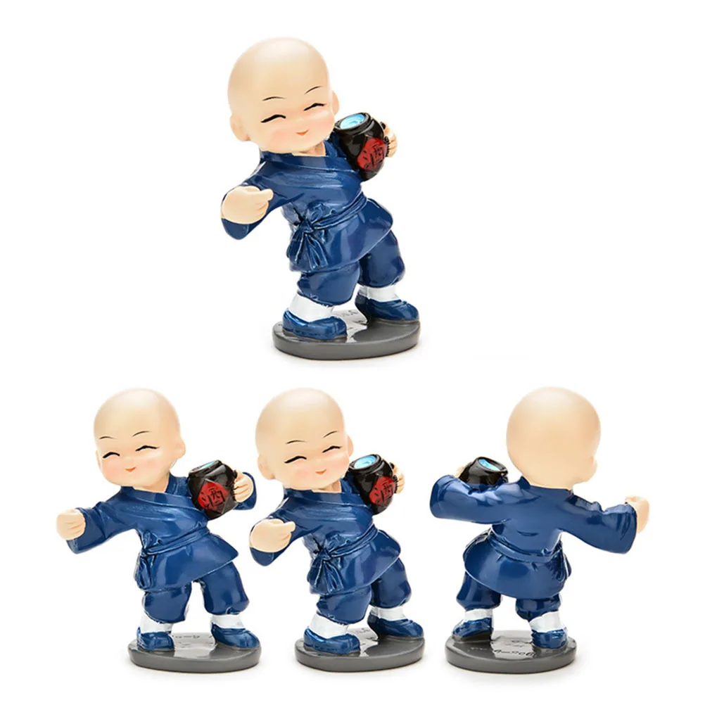

4Pcs Chinese Resin Car Interior Decoration Kung Fu Monk Car Seat Ornament Home Decor Office Gift Kongfu Monks