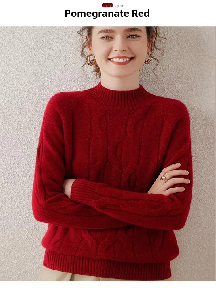 

Slimming Thickened Half-High Collar Sweater Women's Simple Knitted Loose Fit Warm Pure Color Autumn Winter Fashion Trend Base...