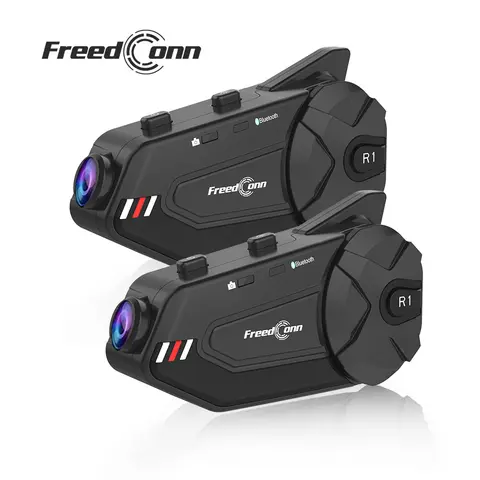 Motorcycle Intercom Helmet Bluetooth Headset 1080P Motor Dash Cam Dvr Headphones WiFi App Control 1000M Sony Lens Video Recorder