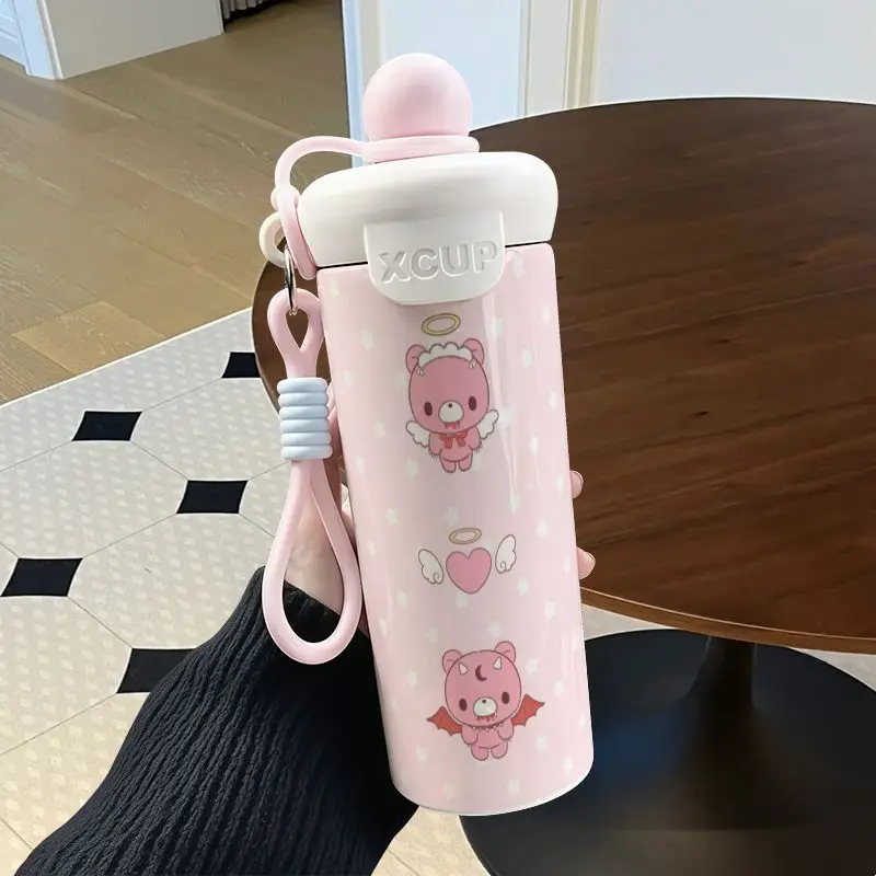 Gloomy Bear Schwimmender Ball Thermosflasche mit hohem Farbwert, Animations-Cartoon-Druck, große Kapazität, tragbarer Edelstahl-Kaffeebecher – Detail 14