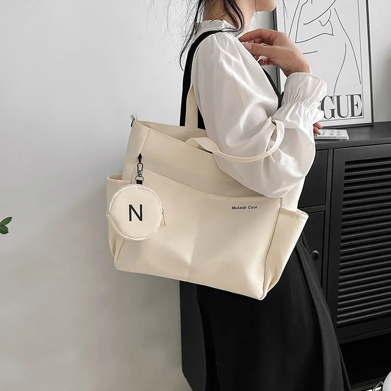 

Womens Fashion Shoulder Bags Oxford Waterproof Tote Bag High-Capacity Simple Wide Strap Crossbody Student Computer Shoulder Bags