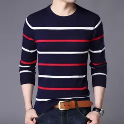 Autumn Winter New Men Long Sleeve Striped Sweaters Korean Fashion Male Basic Casual Versatile Thermal Bottoming Knit Pullovers