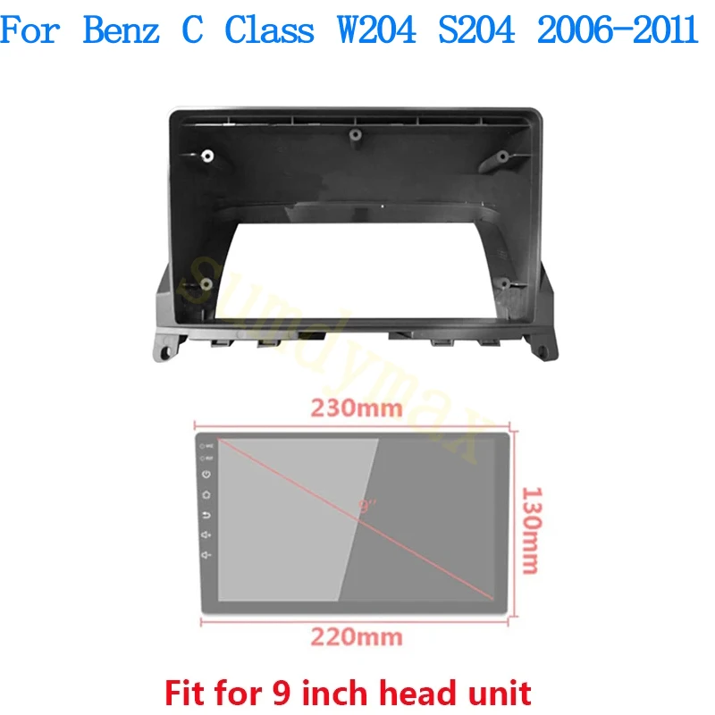 

9inch 2din Car Radio Fascia Frame Adapter For Benz C Class W204 S204 2006-2011 Android Stereo Dashboard Kit Face Plate