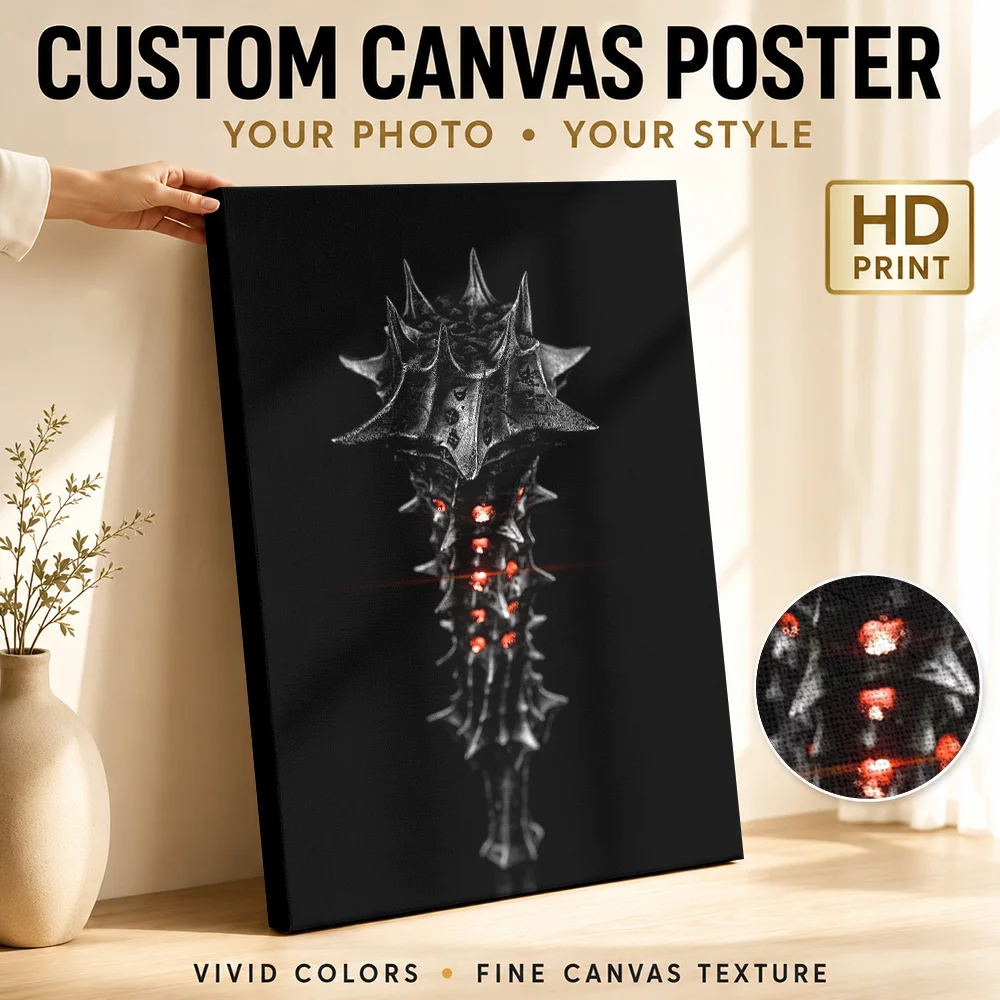 Mortal Shell Mace Framed Canvas Print Posters Digital Style Canvas Wall Art With Personalized Photo For Playroom Ideal Teen Gift