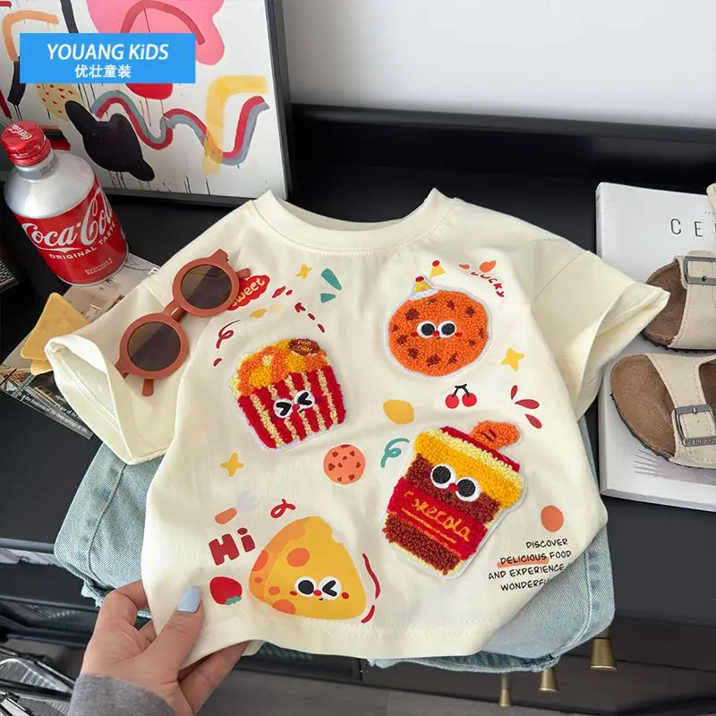 

Fashion Boys Girls Suits Summer pullovers Cartoon Cute Top+ Loose Jean Pants 2pcs Kids Sets Casual Sportwear Sweatshirt Clothes