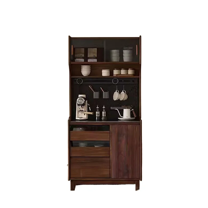 

North American black walnut solid wood dining side cabinet Nordic rock slab small household living room integrated wall kitchen