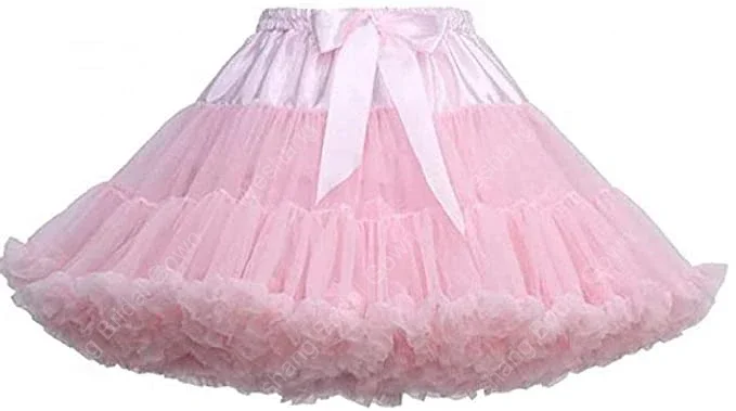 Women's Tulle Petticoat Tutu Party Multi-Layer Puffy Cosplay Skirt Tutu Ball Gown Fluffy Skirt Petticoat Pink