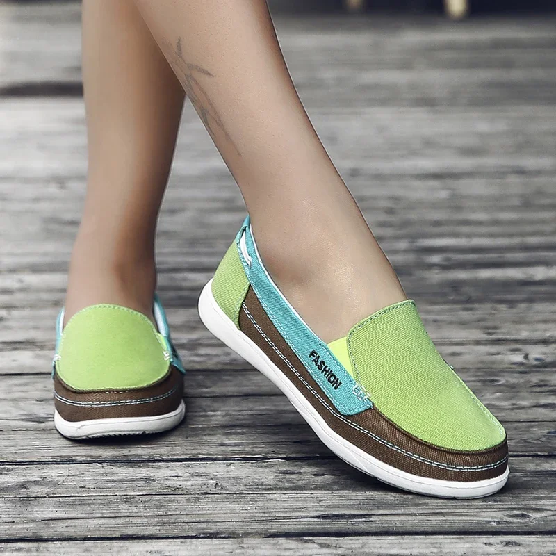 Walking Shoes Women Loafers Canvas Shoes Low Breathable Solid Color  Slip on Flat Casual Shoes