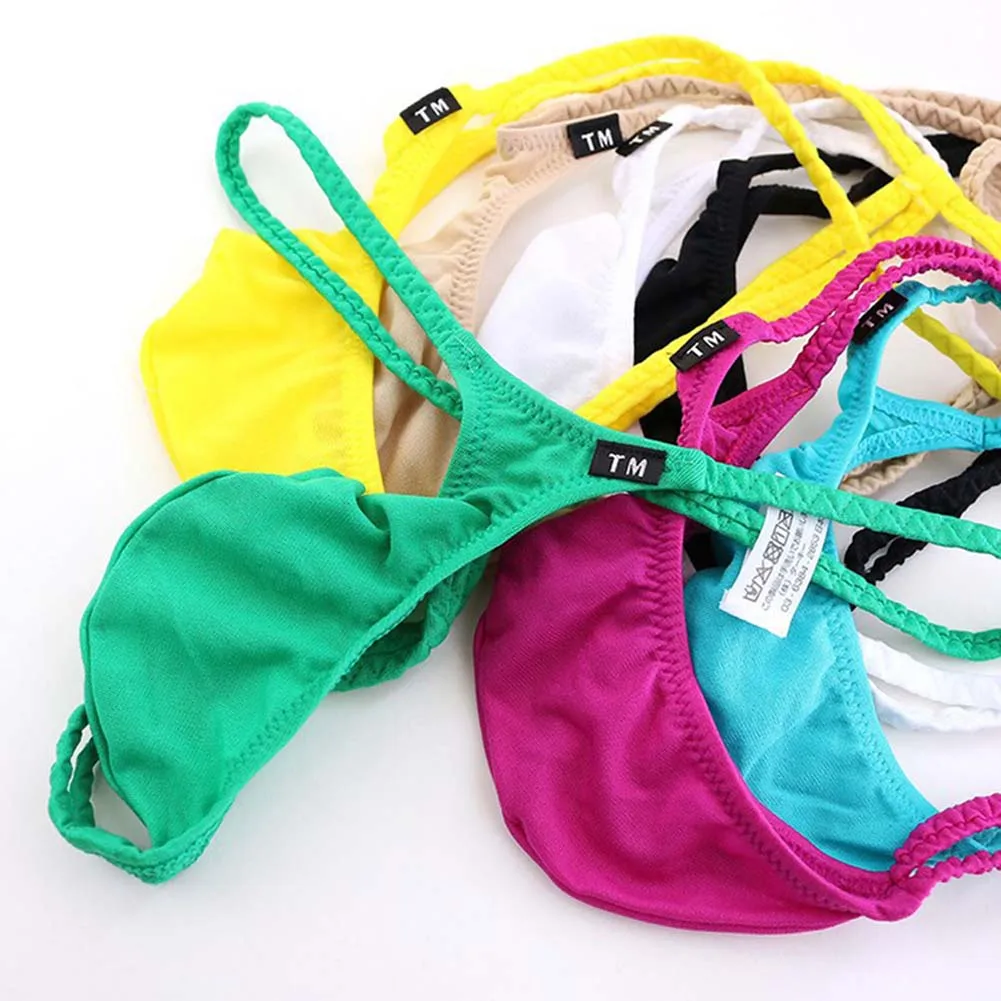 

Adjustable Thin String Men Ice Silk Comfortable Front Bulge Pouch G-String Low Waist Thong T-back Underwear Bikini