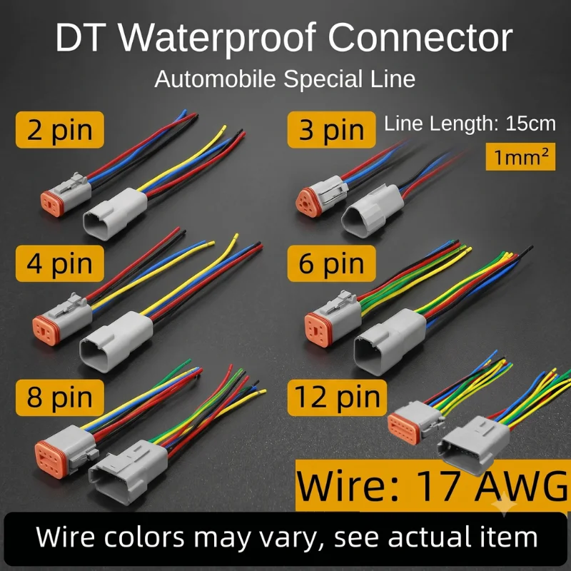 Deutsch DT Waterproof Connector Kit 2 4 6 8 12 Pin Male Female Automotive Wire Harness Plug Socket with Wedge Lock for Truck