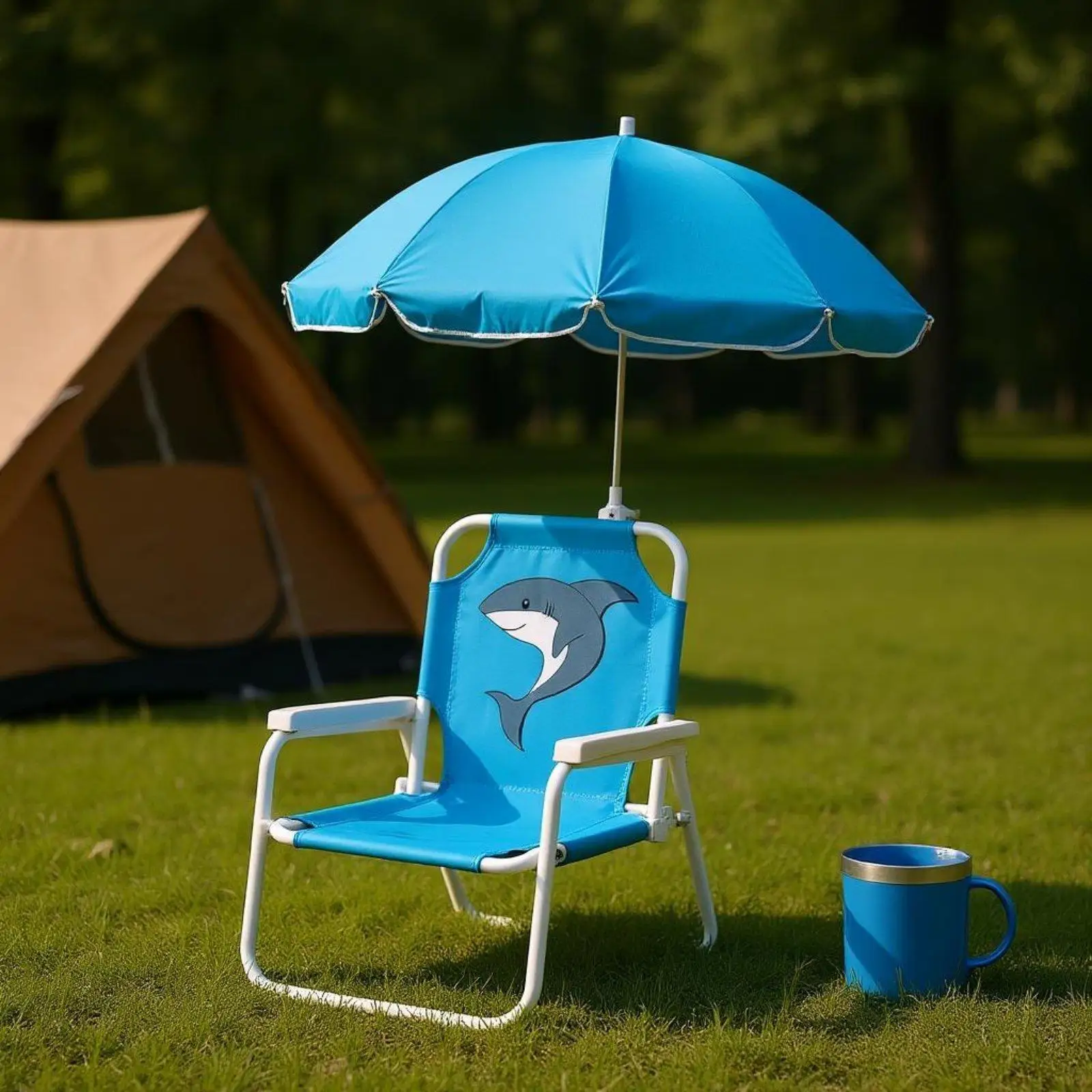 Kids Beach Chair with Umbrella Foldable Design Young Child Patio Chair with Canopy Lightweight for Young Children, Outdoor