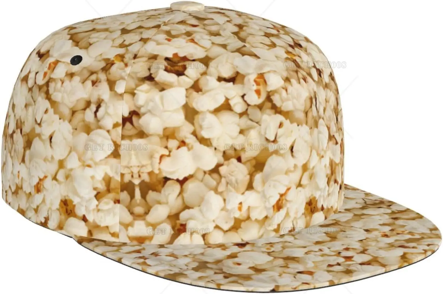 Food Pattern Popcorns Baseball Cap,Funny Print Adjustable Flat Bill Brim Cap Food Hat Baseball Cap for Men Women