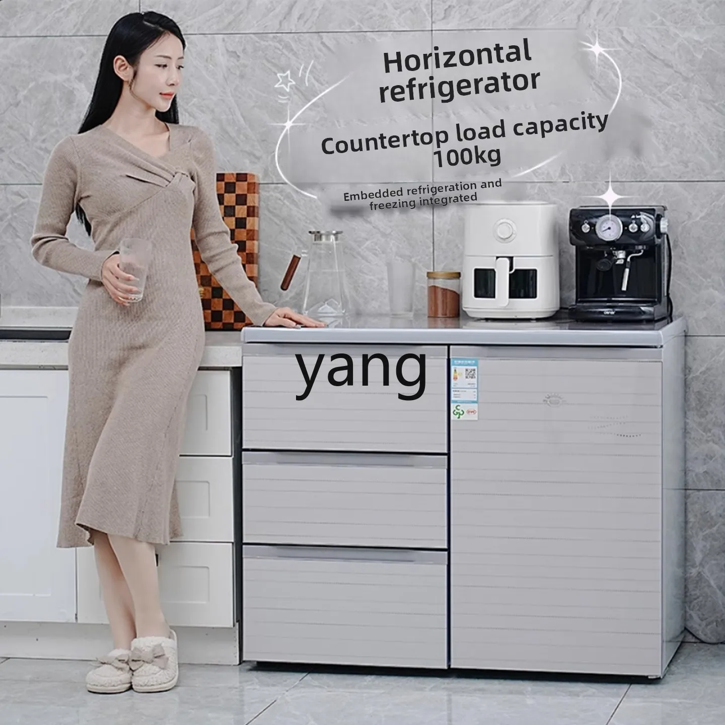 CX Horizontal Refrigerator Household Small Drawer Embedded Cabinet Embedded Low Freezer Under Counter