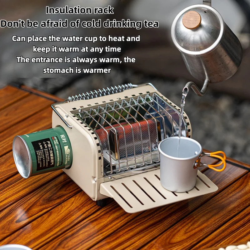 Estufa de gas para acampar de 1200W, mini calentador portátil para exteriores, senderismo, cocina, viaje, calentador de casete ligero, estufa pequeña para acampar