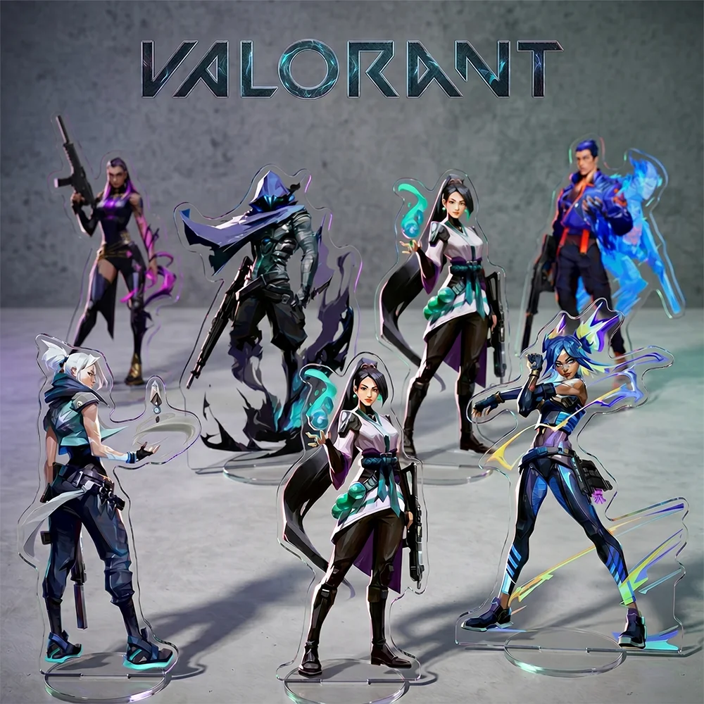 VALORANT All characters Reyna Jett Neon Iso Clove Chamber Omen Cypher Gekko Raze 15CM Acrylic stand keychain Desk Decor Gifts