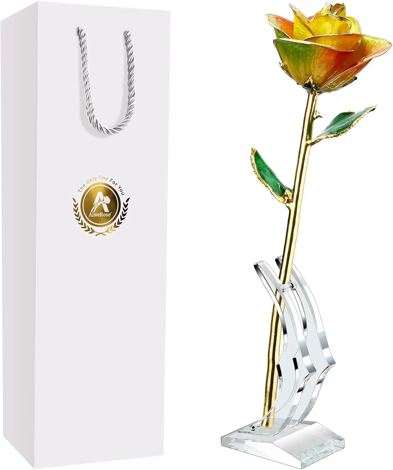 for Wife, 24K Gold Rose Made from Real Rose - Unique Design 24K Dipped Rose for Valentines Mothers Day Birthday Gifts (Rainbow R