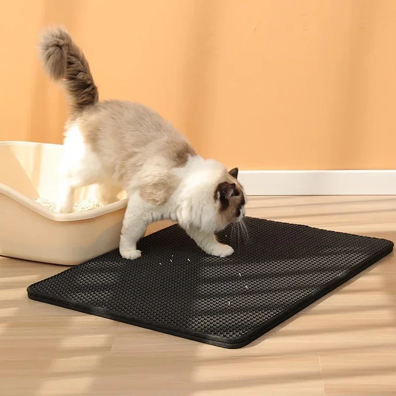 Cat Litter Mat Double Layer Non-slip Waterproof Pet Litter Box Filter Mat 55x75xm Cat Toilet EVA Pad Wear Resistant Pet Products