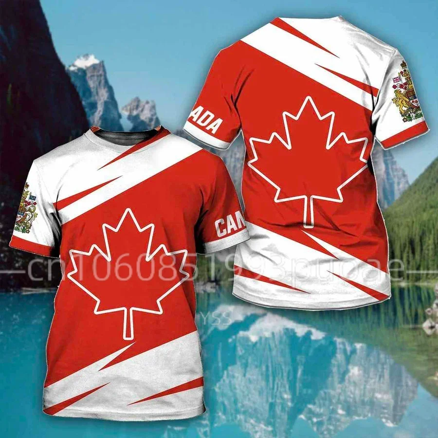 New CANADA Men's Casual T-Shirt Canada Flag National Emblem 3D Print Oversized Loose T-Shirt Fashion Harajuku Hip Hop Street Tee