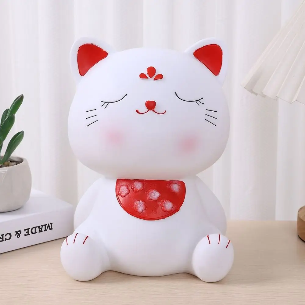 Portable Cute Cat Piggy Bank Eco Friendly Anti-fall Desktop Cat Ornament Large Capacity Piggy Bank Home Decor