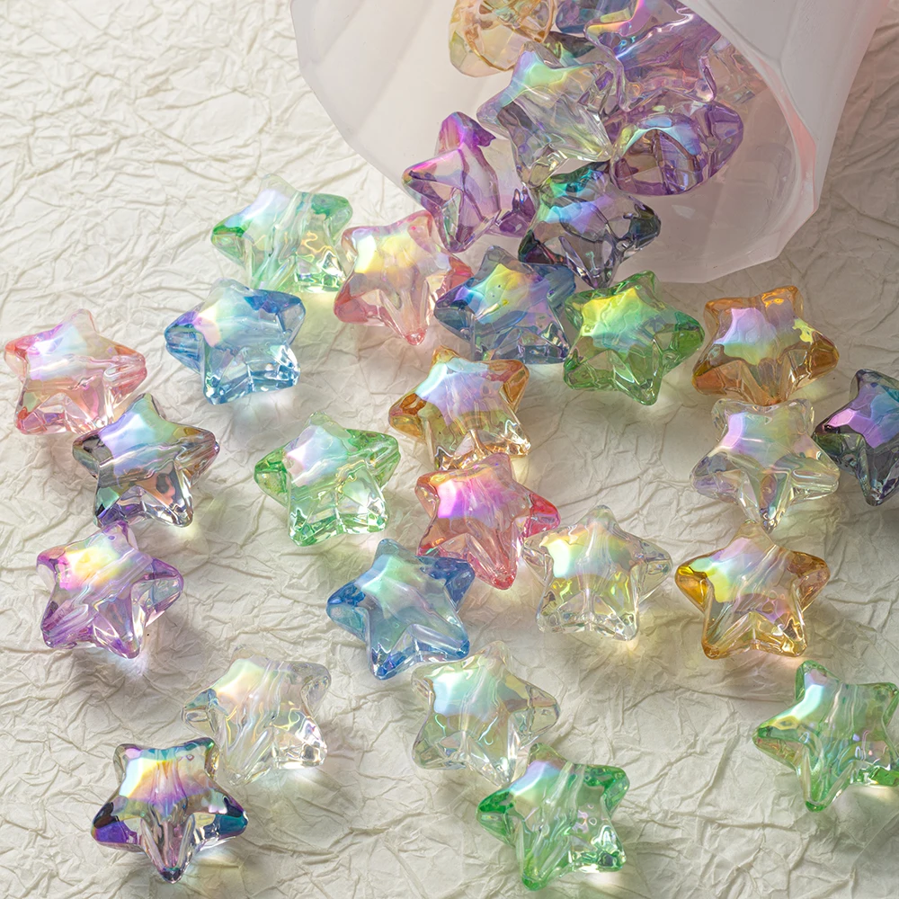 

10pcs Acrylic Heart Five-Pointed Star Loose Spacer Beads for DIY Handmade Necklace Bracelet Jewelry Making Supplies Accessories