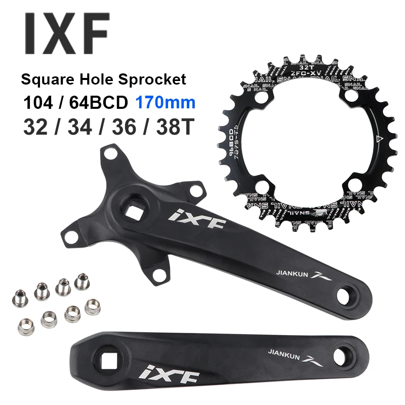 

IXF MTB Square Hole Sprocket 104BCD 170mm Crank Single disc crank three disc crank 32/34/36/38T MTB Crankset