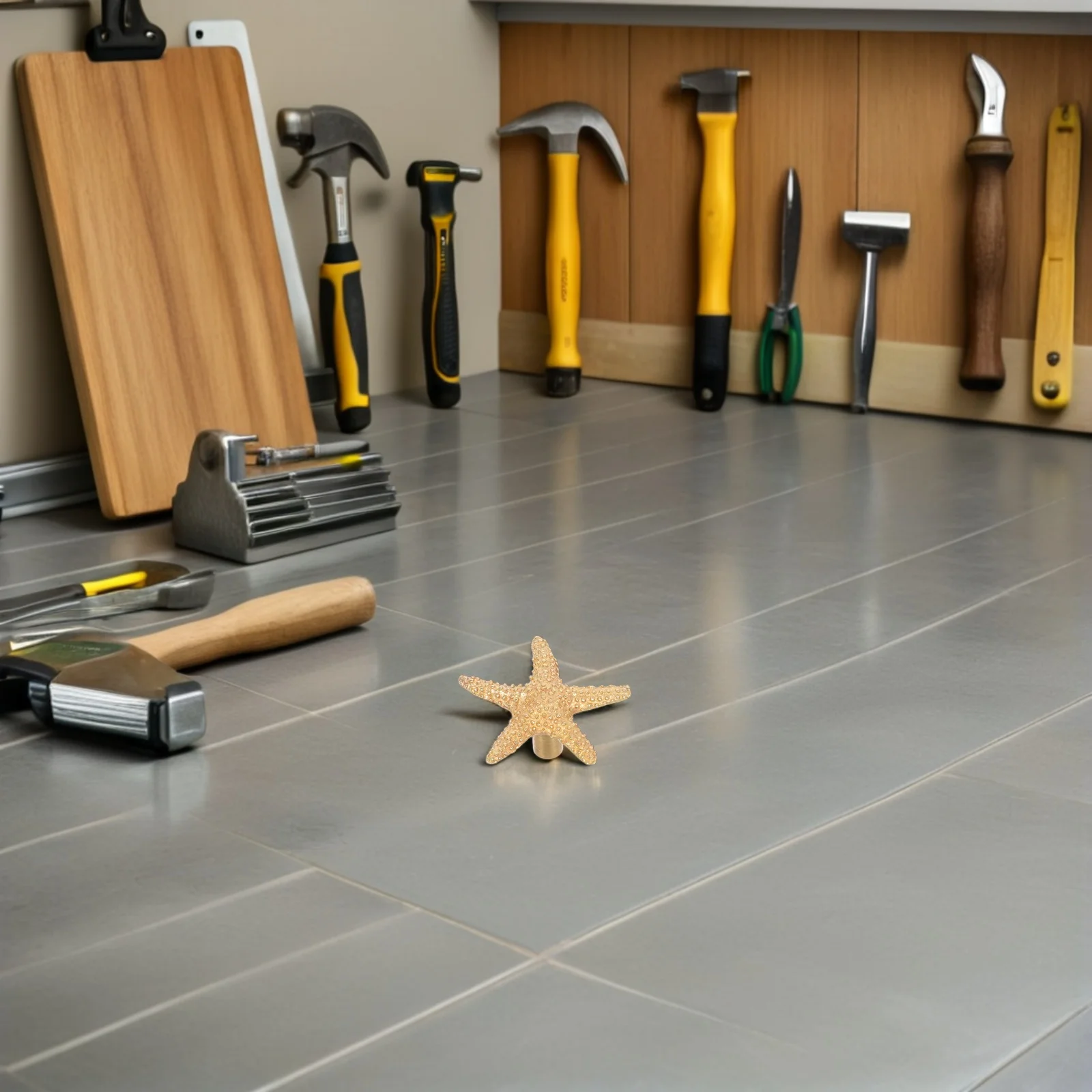 مقبض مضمد صغير مقابض أدراج نحاسية إبداعية على شكل نجمة سمكة ساحلية موضوع خزانة المطبخ أجهزة تسحب الباب العتيق #6