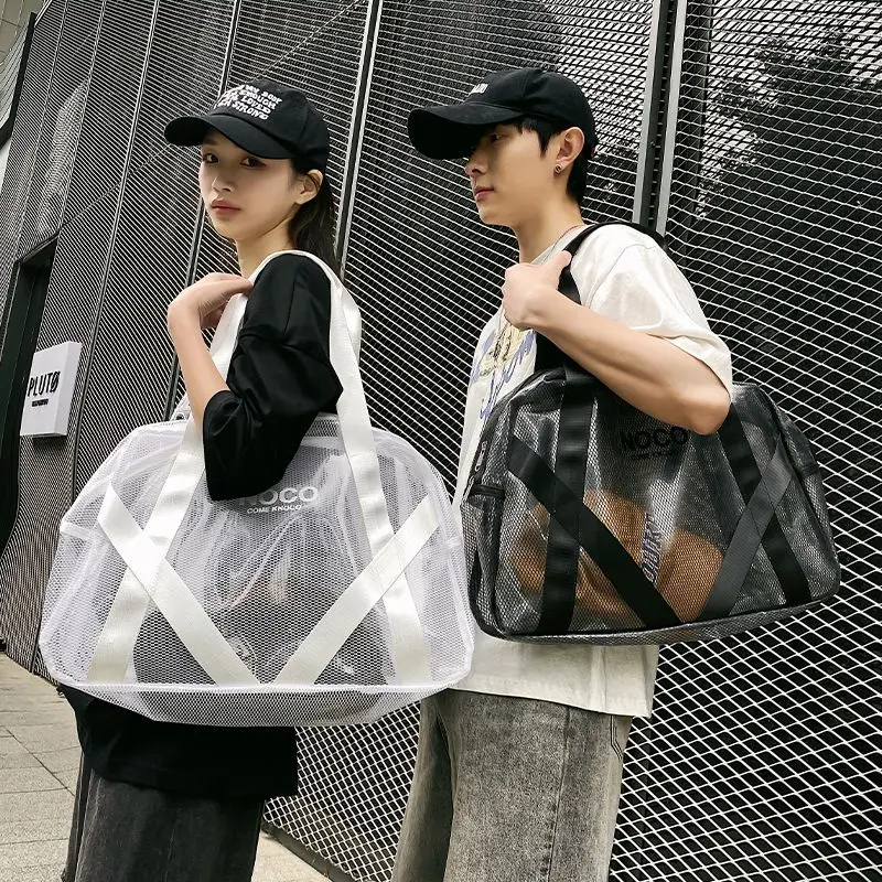 Bolsa transparente de PVC de gran capacidad para hombre y mujer, bolso de viaje de mano para natación, playa, fruta, Color a la moda