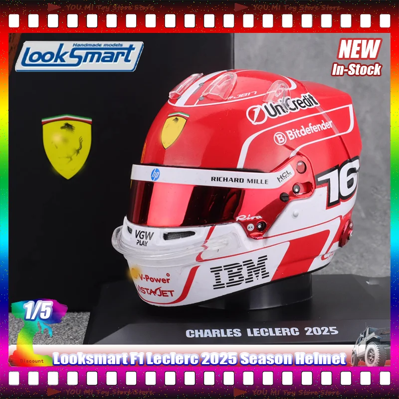 Casco Looksmart 1:5 F1 Leclerc 2025, modelo en miniatura de resina, juguetes coleccionables, adorno de regalo para entusiastas de vehículos y modelos