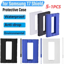 Silicone Case Hard Disk Hard Drive Protective Cover Waterproof External SSD Case with Lanyard for Samsung T7 Shield Portable SSD