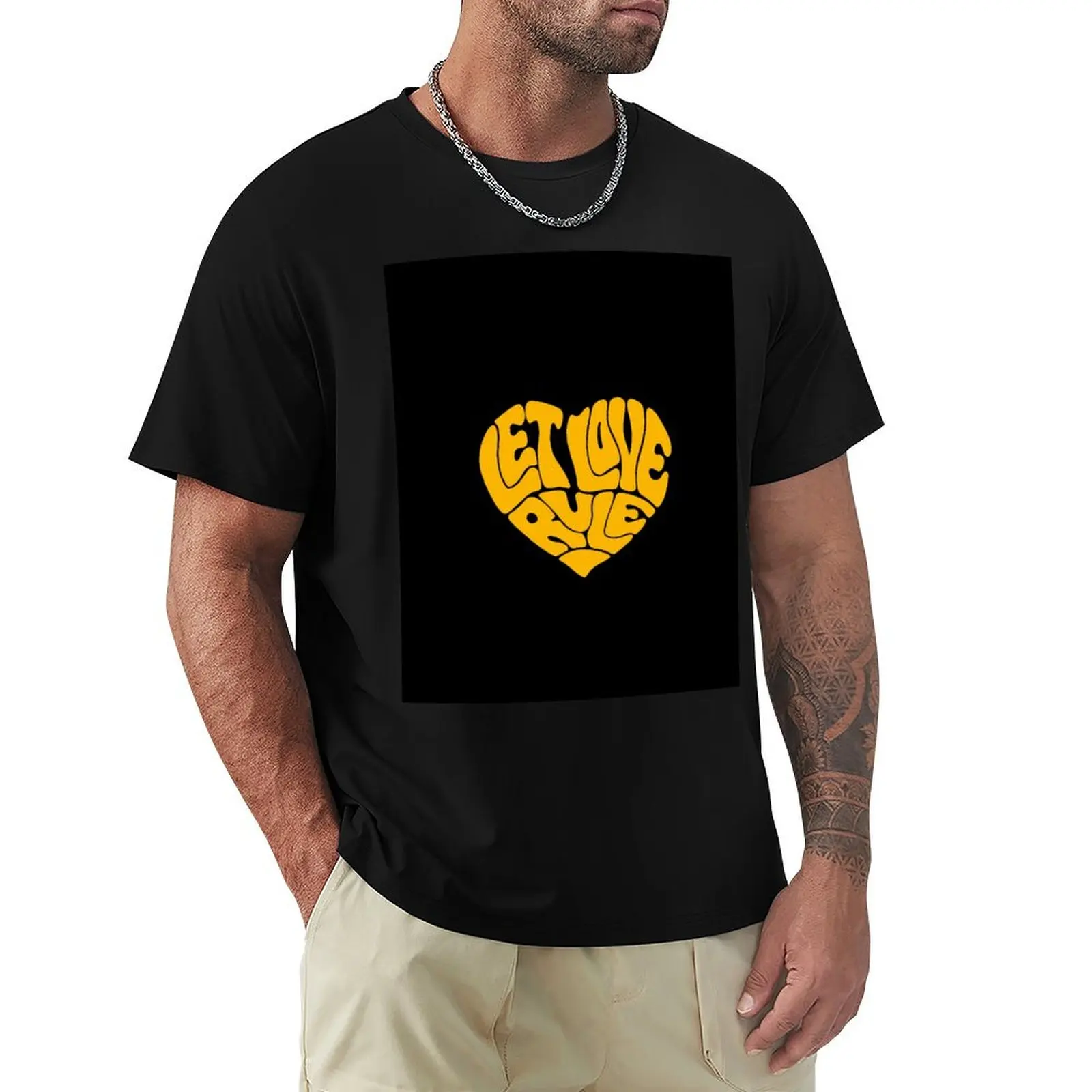 Lenny Kravitz – Camiseta Yellow Heart Let Love Rule, talla grande, manga corta, informal