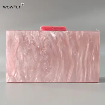 設計師珍珠粉紅貝殼婚禮派對手拿包禮服宴會手提包品牌皮夾時尚女士珍珠亞克力晚宴包 8 最佳銷售 粉紅色手拿包 - №4