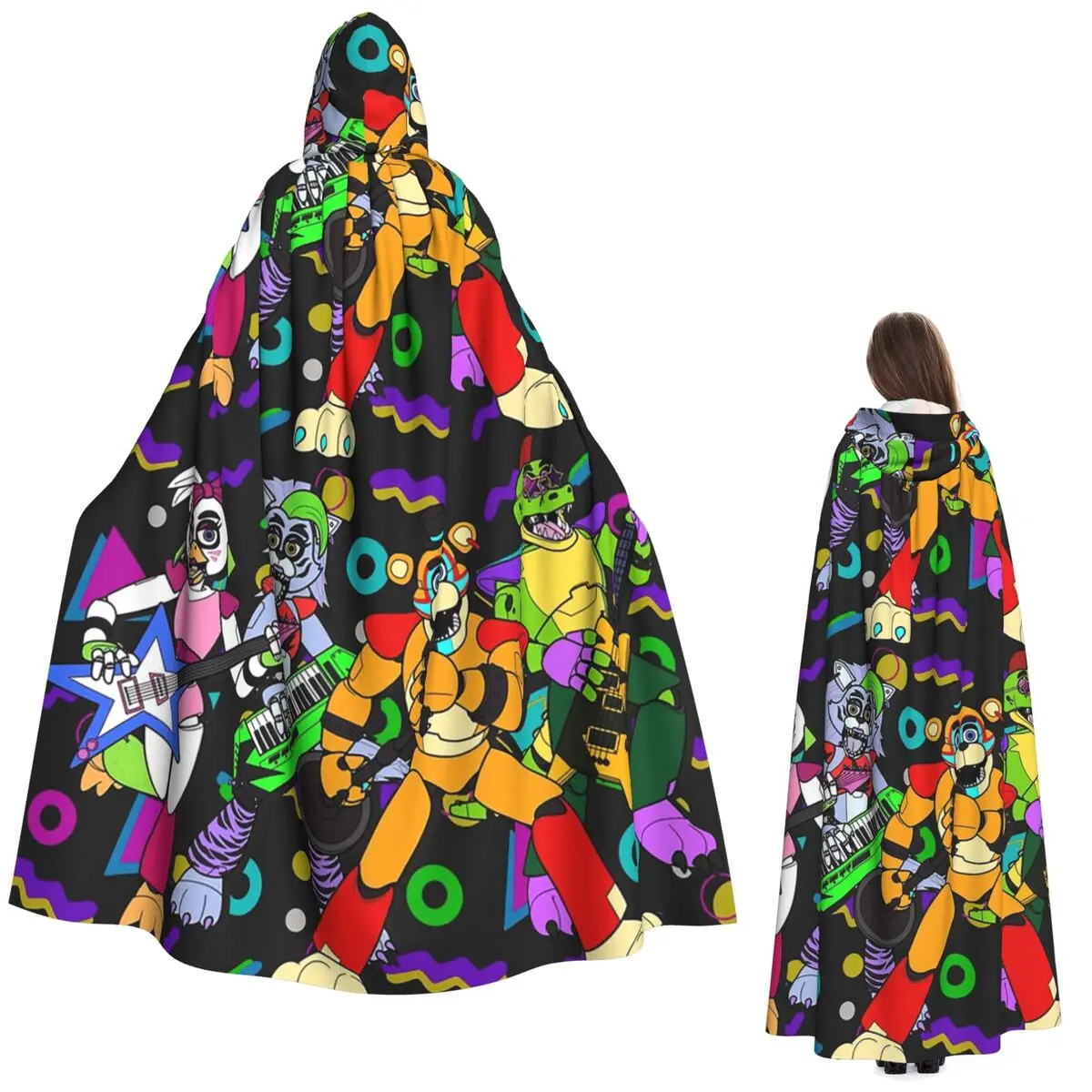 Freddy Fazbear Pizzaplex artistas capa larga con capucha disfraz Medieval de bruja capa de Cosplay fiesta de Halloween adulto Unisex