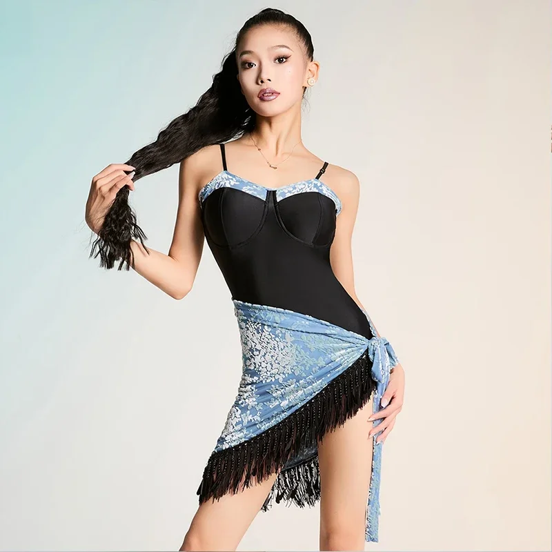 

Women's Sexy Latin Dance Costume Open Back High Slit Dress Stretchy Fabric Pro Competition Salsa Outfit Practice Clothes