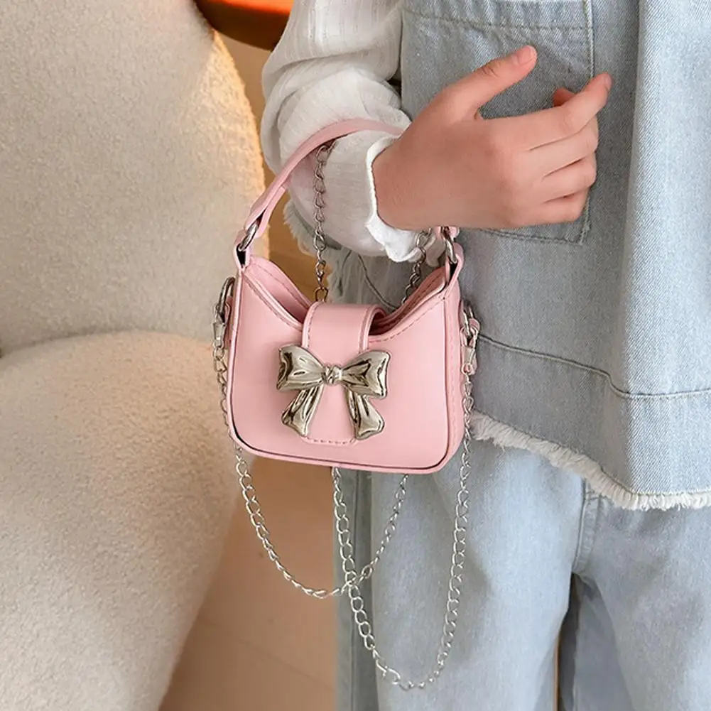 Korean Style Girl Princess Bag Cute Sweet Bow Chain Crossbody Bags for Girls Bowknot Hand Bags Toddler Purses and Handbags Gift