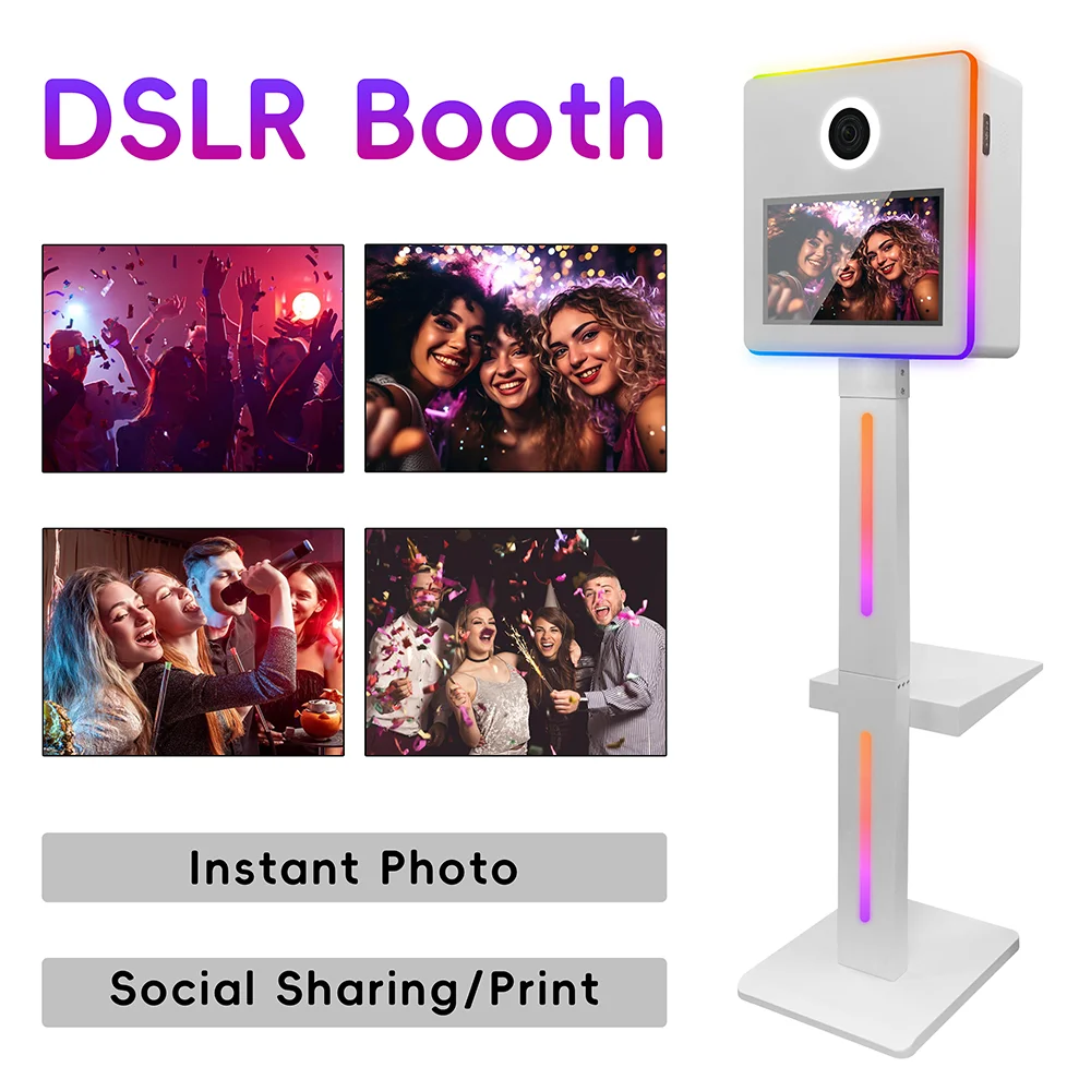 DSLR Photo Booth Machine 15.6 inch Touch Screen Selfie Kiosk Camera Photo Booth for Party Events