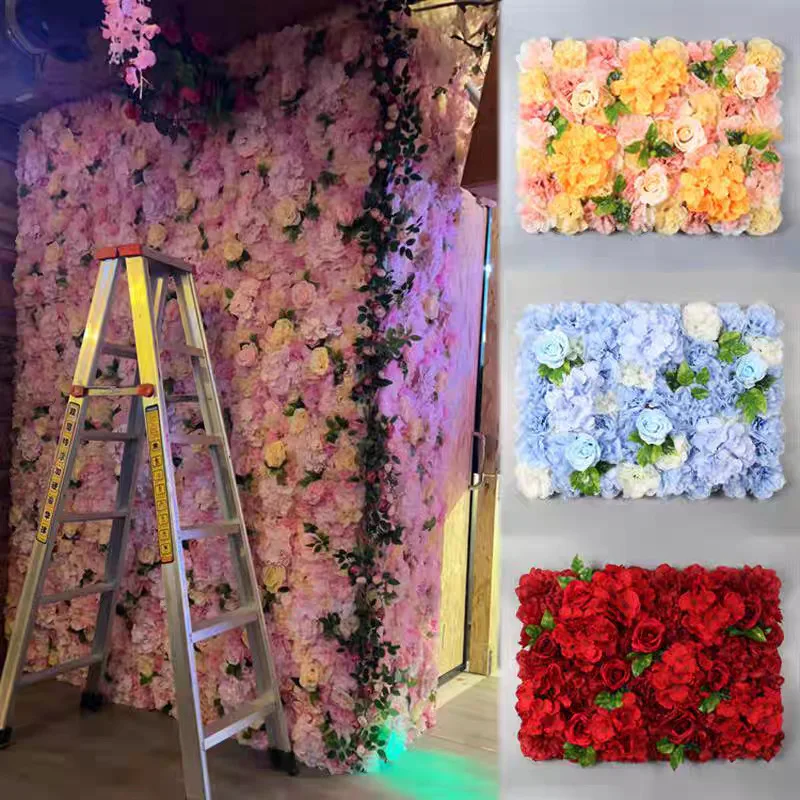 

Artificial Flower Wall Wedding Background Event Decoration Supplies Photography Props Mall Window Hydrangea Rose Plant Wall