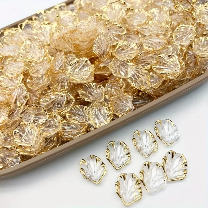 120pcs 17mm Transparent, Solid Color, Hot Gold, Shell Shape, Acrylic Beads, DIY Craft Accessories, Necklaces, Bracelets, Ornamen