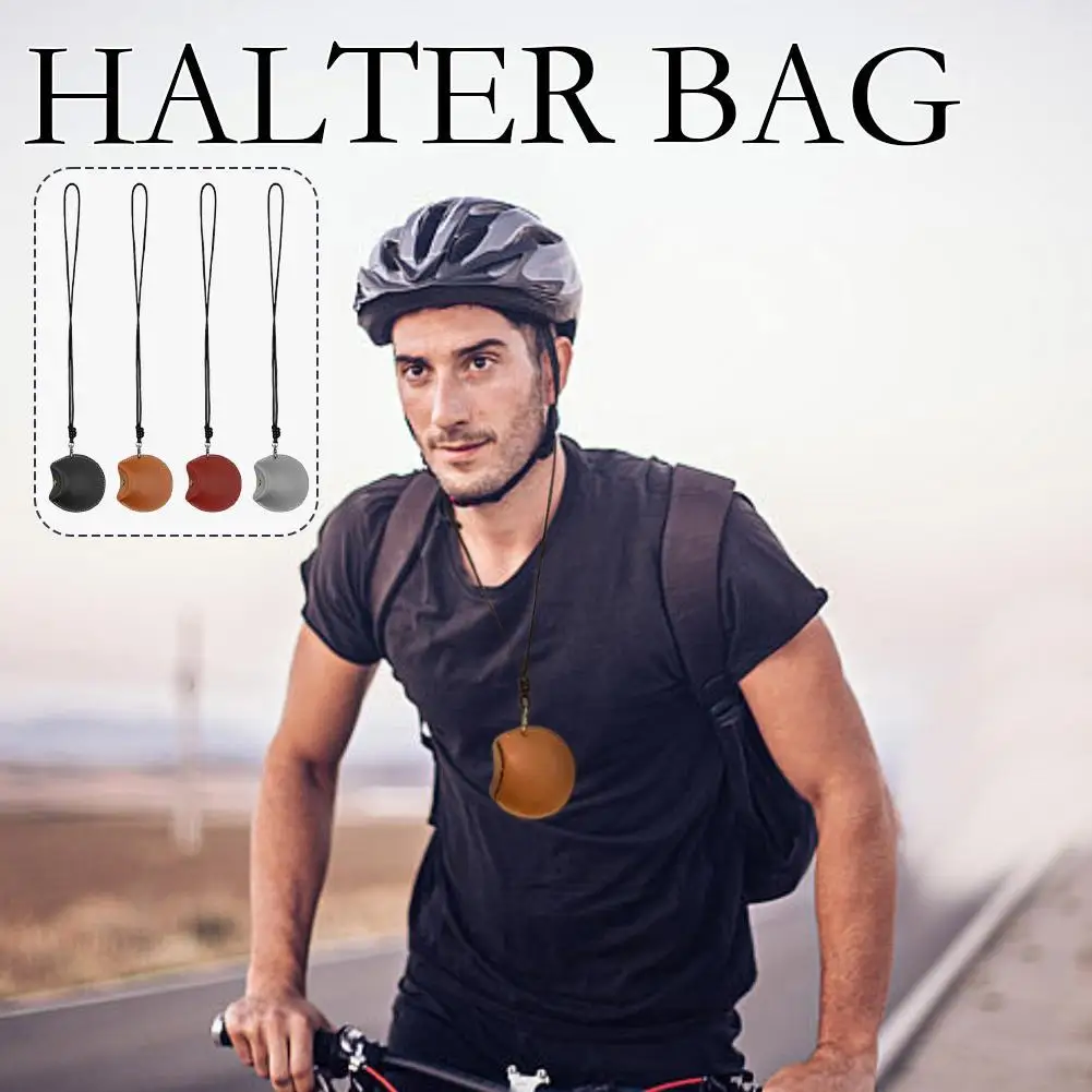 Hanging Neck Pouch Earphone Carrying Case for Outdoor Running Travel Biking Small Leather Bag Handy Small Object Storage Bag