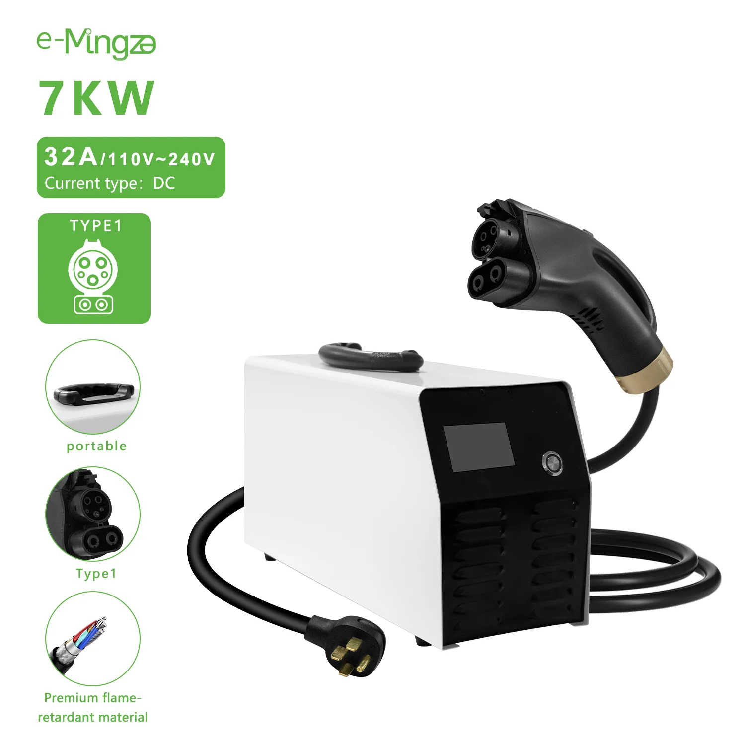DC Portable EV Charger 7KW Home Use Moveable With 14-50 Plug CEE Plug 32A CCS1 CCS2 GBT Fast EV Charging Station